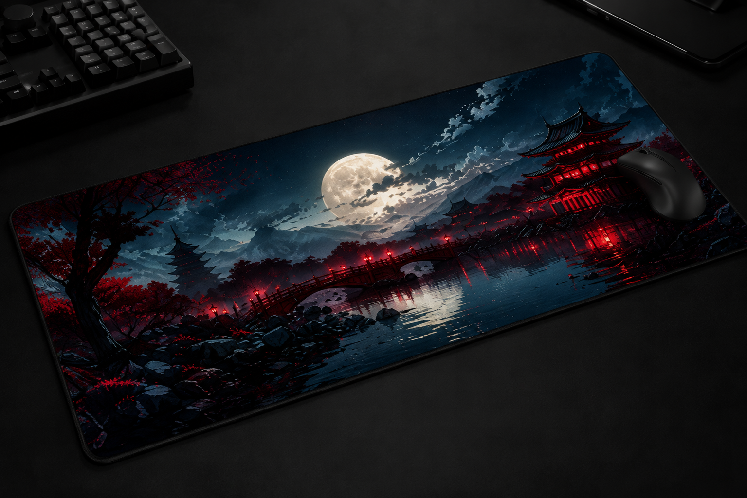 Tsukiyomi – Japanese Moonlit Landscape Premium Desk Pad