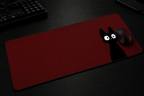 Midnight Neko Anime Desk Pad – Minimalist Black Cat Extended Mouse Pad