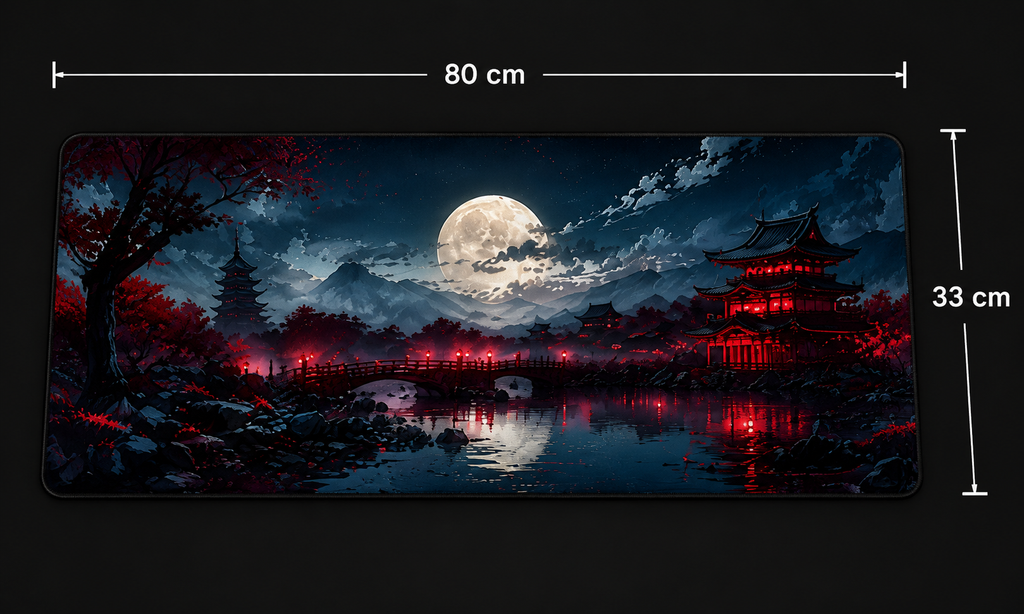 Tsukiyomi – Japanese Moonlit Landscape Premium Desk Pad