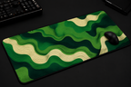 AERVIAN Emerald Contours Premium Extended Desk Pad – Abstract Topographic Wave Design