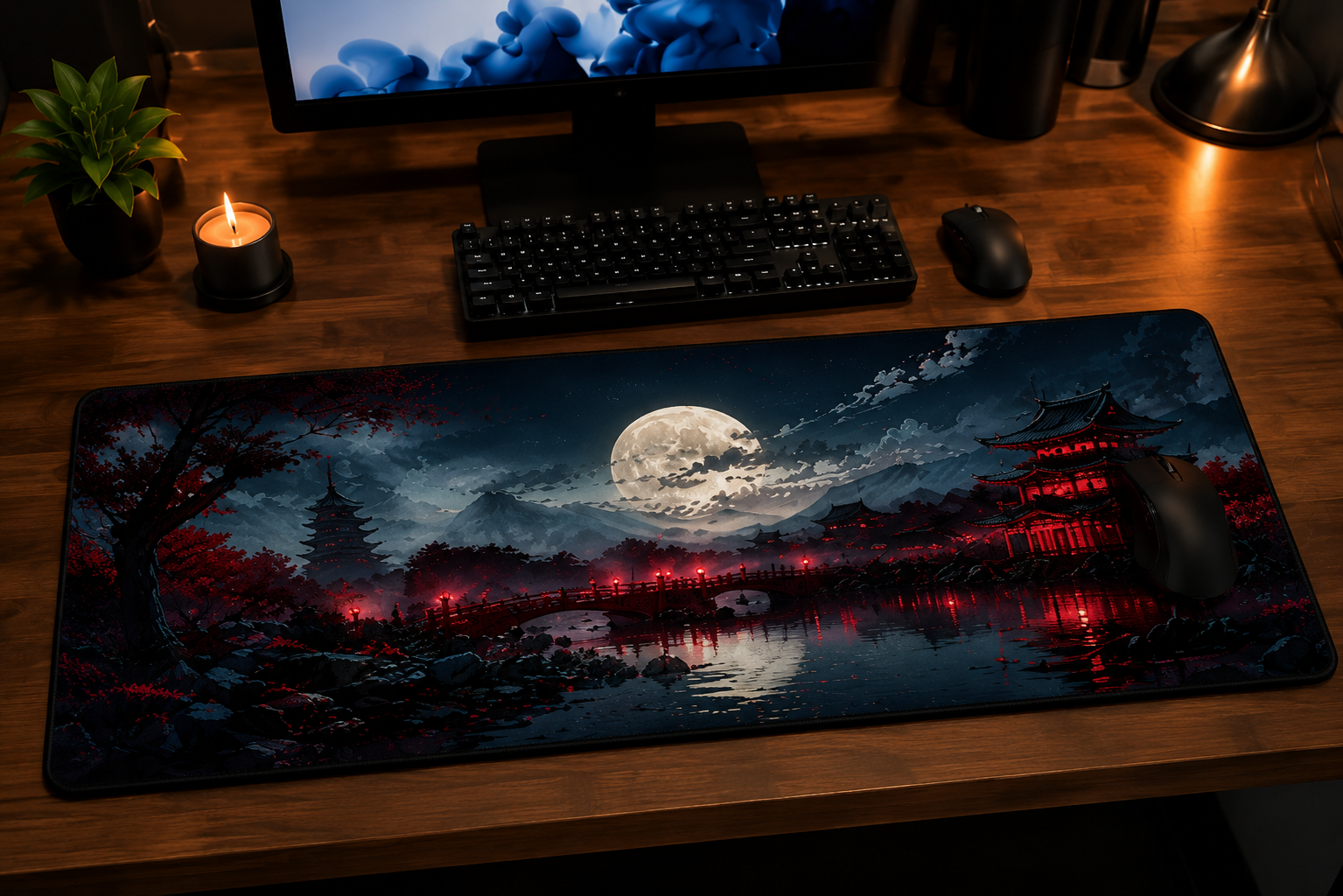 Tsukiyomi – Japanese Moonlit Landscape Premium Desk Pad