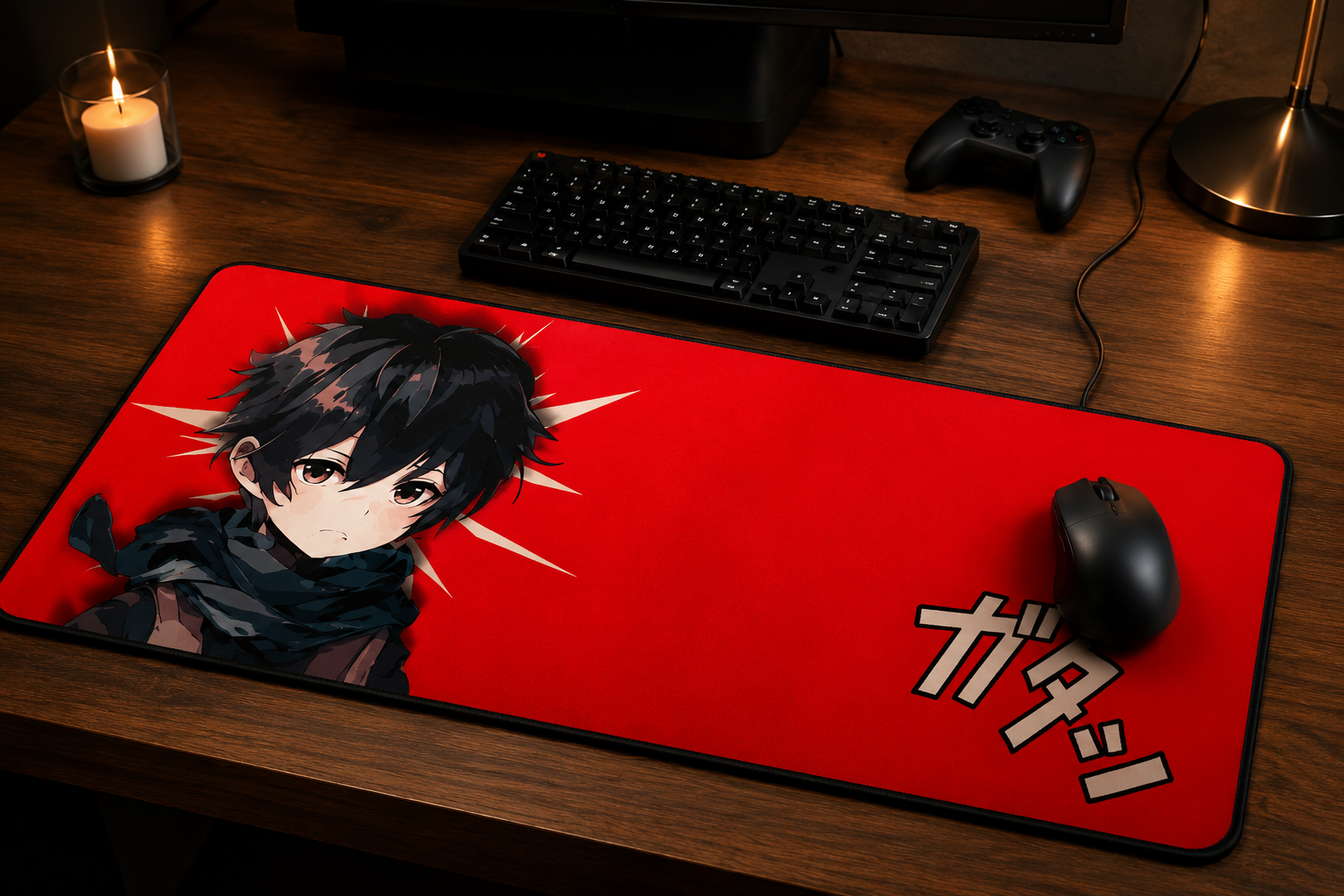 Crimson Gaze Anime Extended Desk Pad