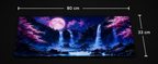 Moonfall Sakura Premium Desk Pad – Japanese Waterfall Nightscape
