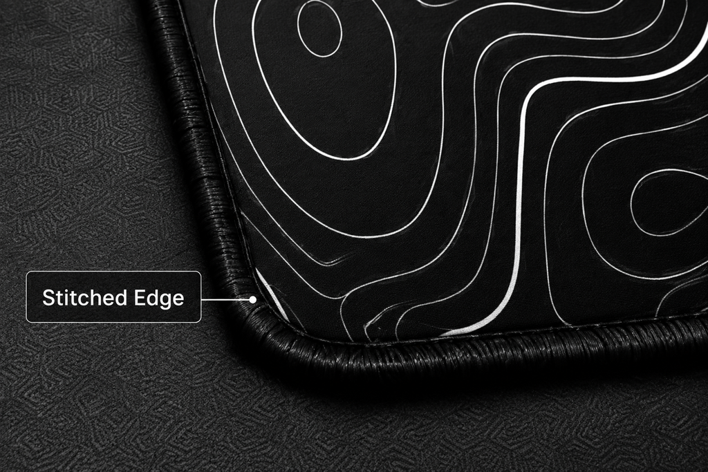 Midnight Contours Extended Desk Pad – Black & White Topographic Design