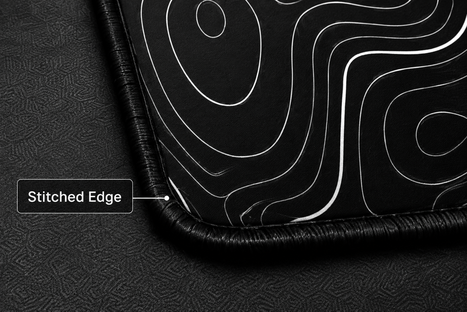 Midnight Contours Extended Desk Pad – Black & White Topographic Design