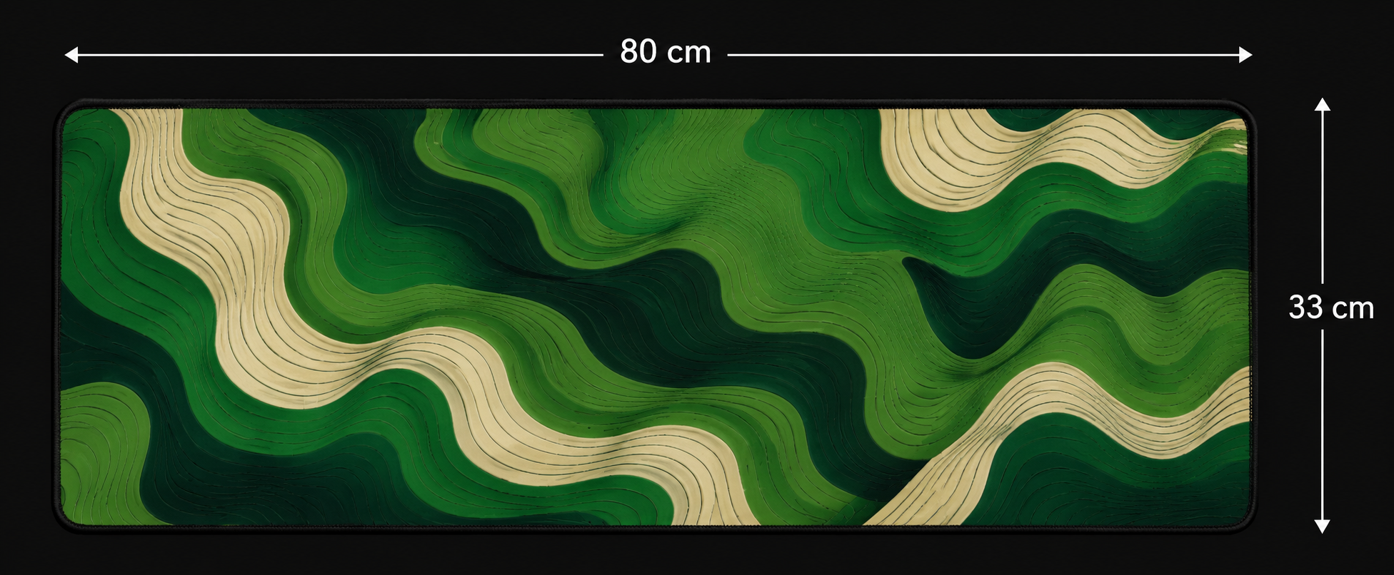 AERVIAN Emerald Contours Premium Extended Desk Pad – Abstract Topographic Wave Design
