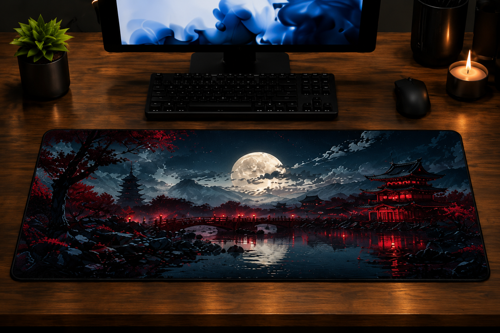 Tsukiyomi – Japanese Moonlit Landscape Premium Desk Pad