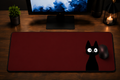 Midnight Neko Anime Desk Pad – Minimalist Black Cat Extended Mouse Pad