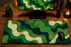 AERVIAN Emerald Contours Premium Extended Desk Pad – Abstract Topographic Wave Design