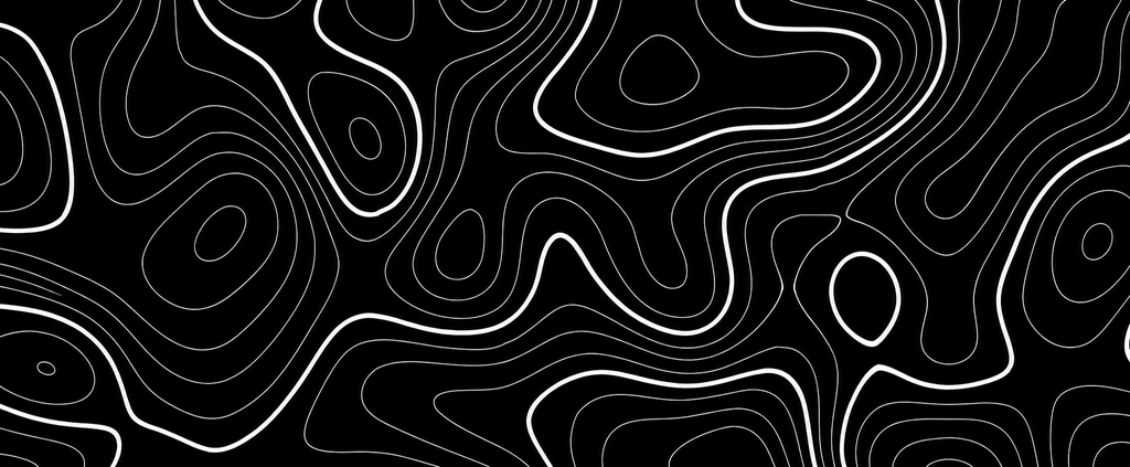 Midnight Contours Extended Desk Pad – Black & White Topographic Design