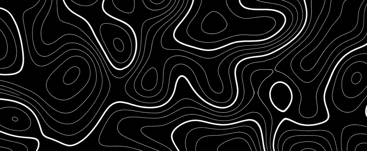 Midnight Contours Extended Desk Pad – Black & White Topographic Design