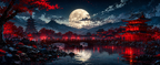 Tsukiyomi – Japanese Moonlit Landscape Premium Desk Pad