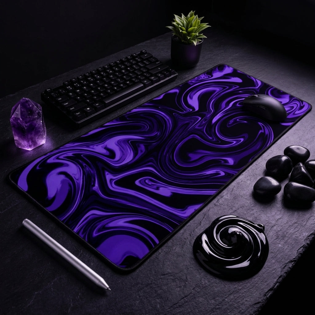 AERVIAN Violet Flux Extended Desk Pad – Premium Gaming & Office Desk Pad